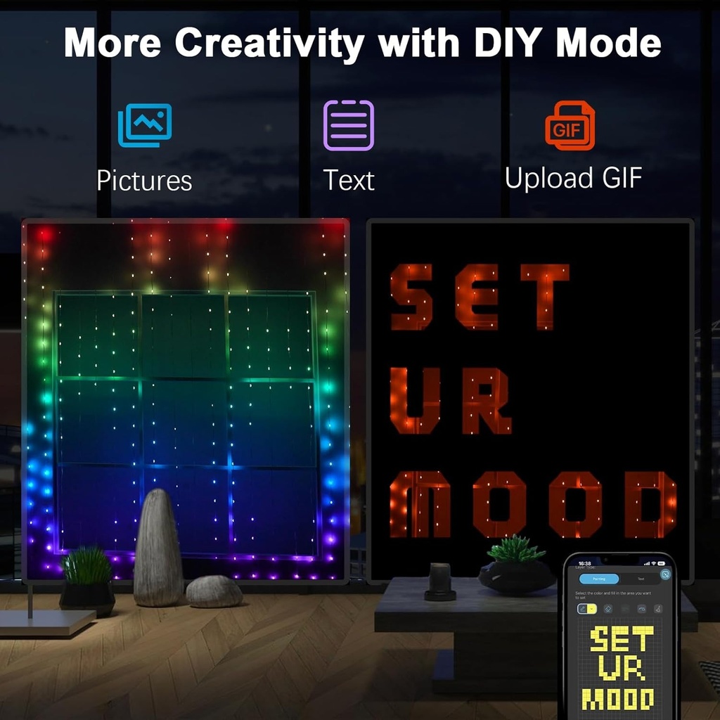 CORTINA DE LUZ INTELIGENTE 400 LEDS 2X2m |XY11822|