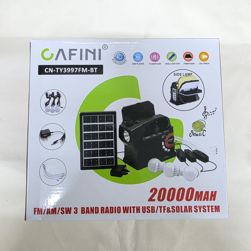 KIT SOLAR PORTATIL 20000mAh CAFINI CN-TY3997FM-BT