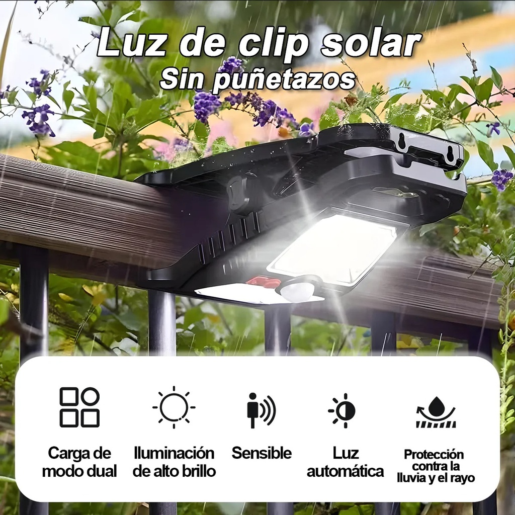 LUZ SOLAR Y RECARGABLE PORTATIL CLIP |440337| 