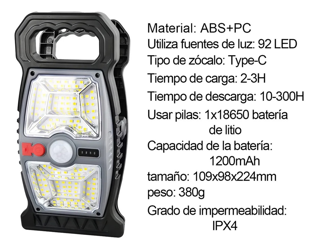 LUZ SOLAR Y RECARGABLE PORTATIL CLIP |440337| 