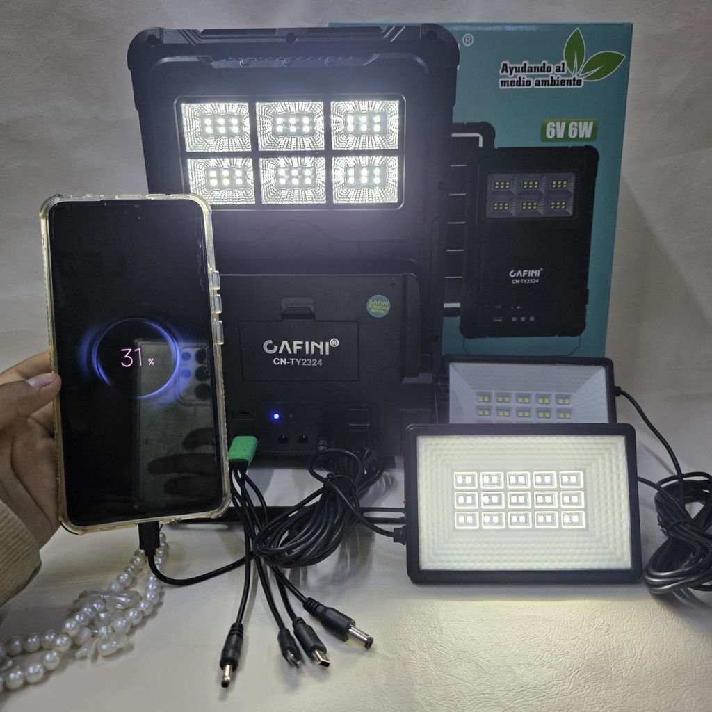 PANEL SOLAR CON LUZ LED Y CARGADOR |CN-TY2324|