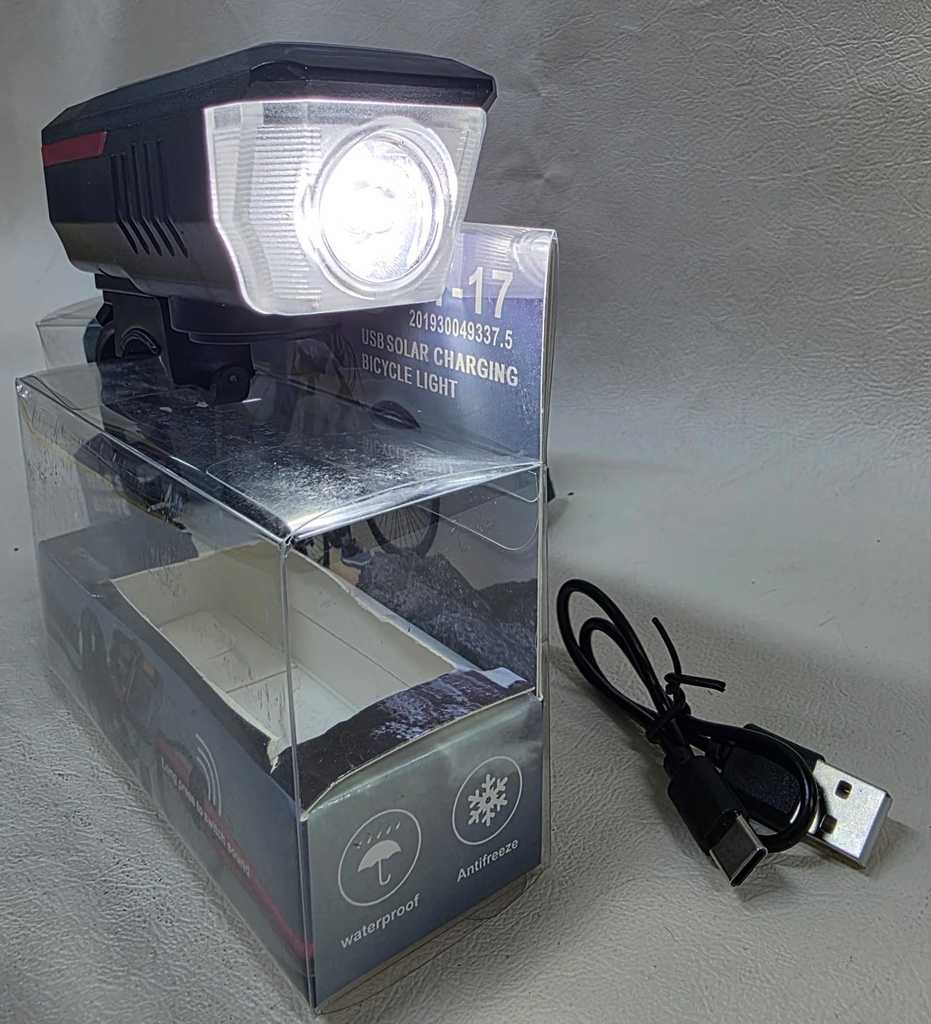 LUZ SOLAR Y SIRENA  PARA BICICLETA |LY-17|
