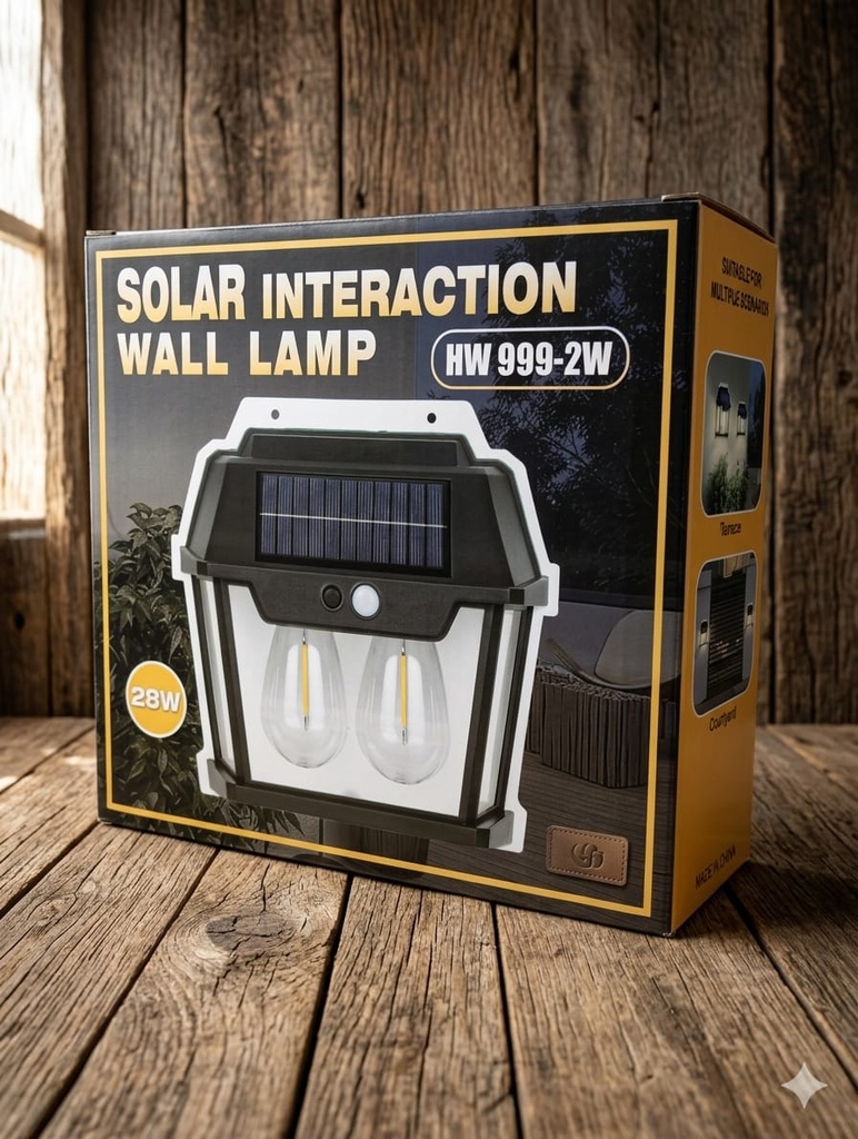 LAMPARA SOLAR DE PARED 2 FOCOS 