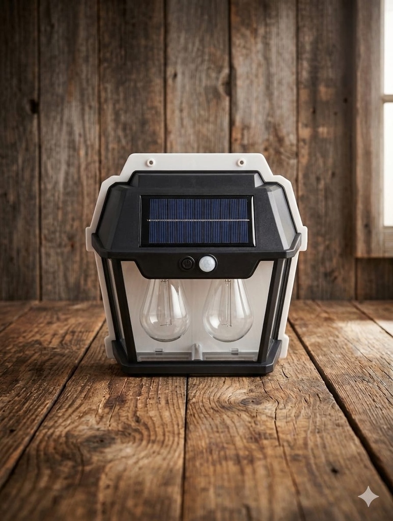 LAMPARA SOLAR DE PARED 2 FOCOS 