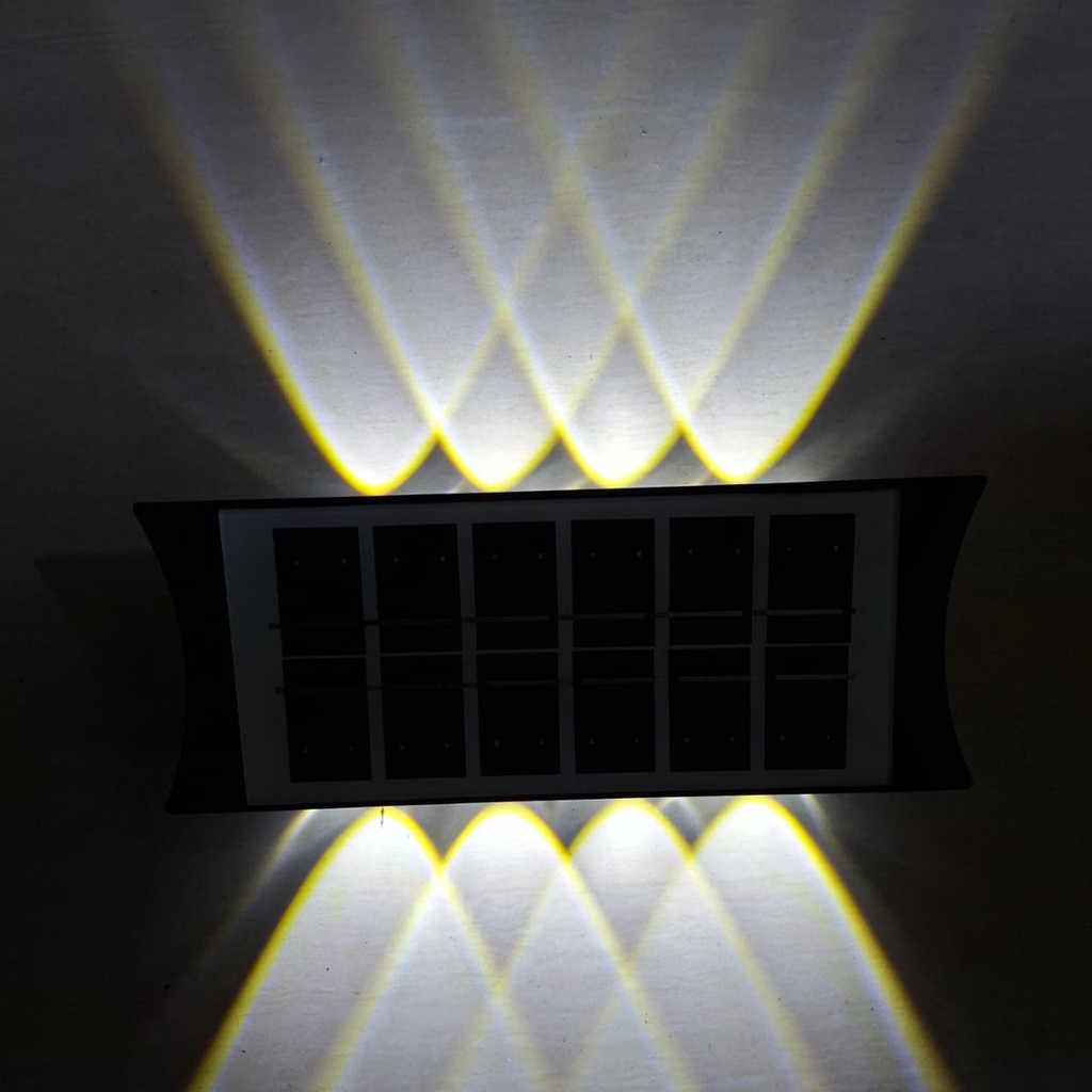 LUZ SOLAR DE PARED 8 LEDs BLANCO Y AMBAR |BK-8ByA|