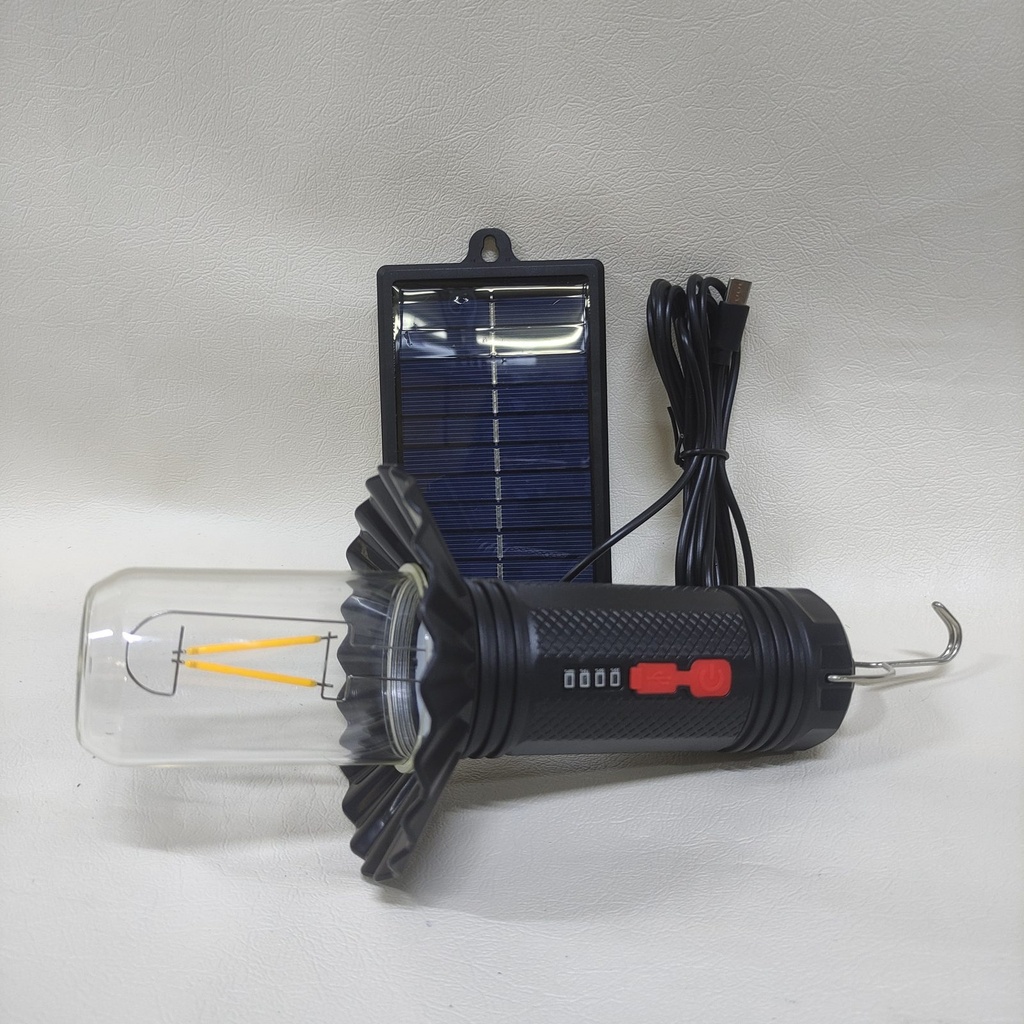 LINTERNA SOLAR PARA CAMPING Y PANEL PARA CARGAR CELULAR |JB-968W|