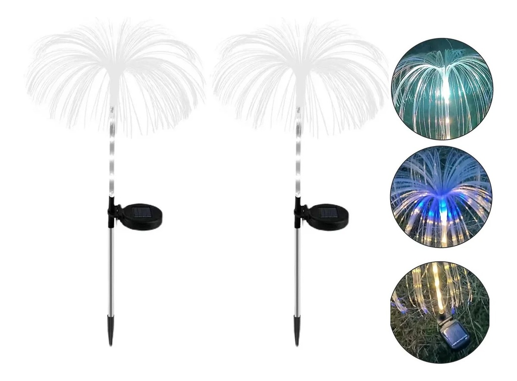 LUZ SOLAR ESTACA FLOR MEDUSA - Pack 2 unid.