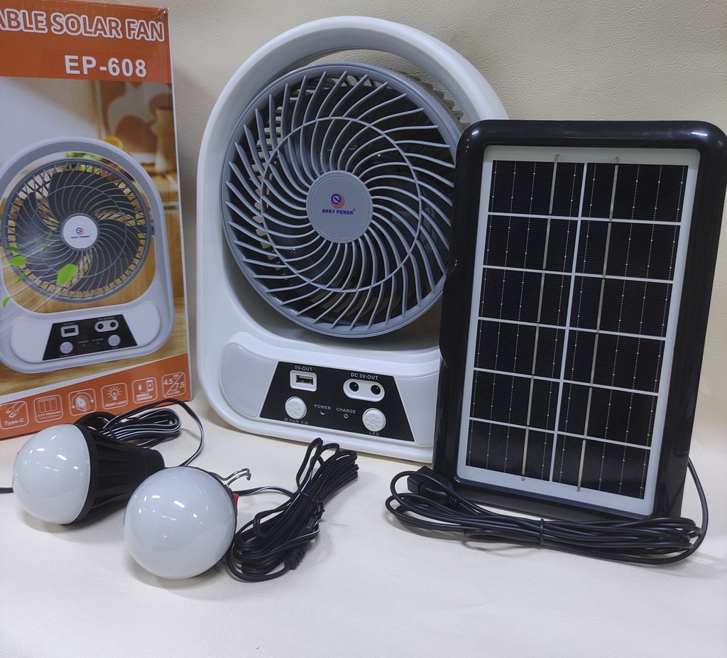 VENTILADOR CON PANEL SOLAR + FOCOS