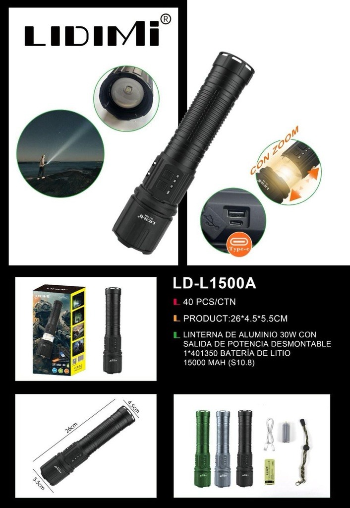 LINTERNA LIDIMI 30W |L1500A|  