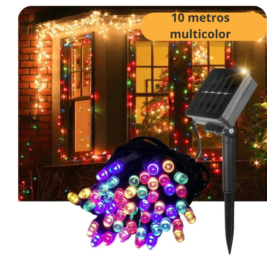 TIRA DE LUCES SOLAR MULTICOLOR NAVIDEÑAS -10M |SD12029|