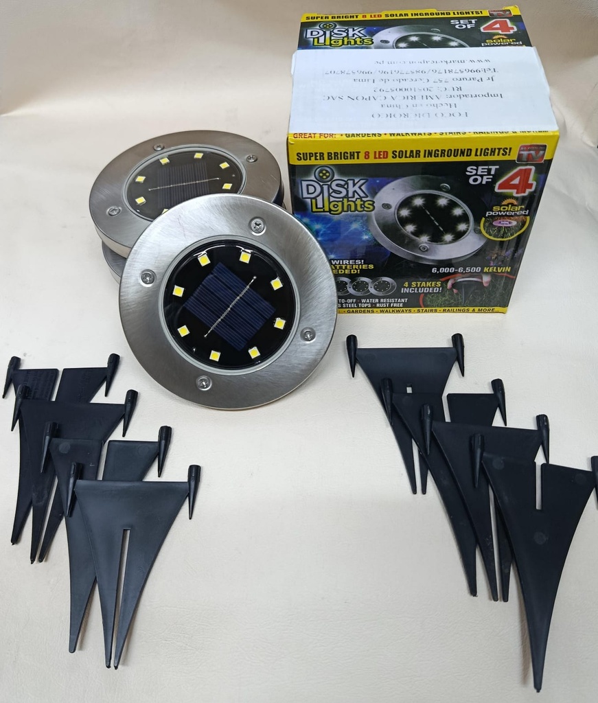 LUCES SOLARES DE PISO PLATEADA Pack-4 unid