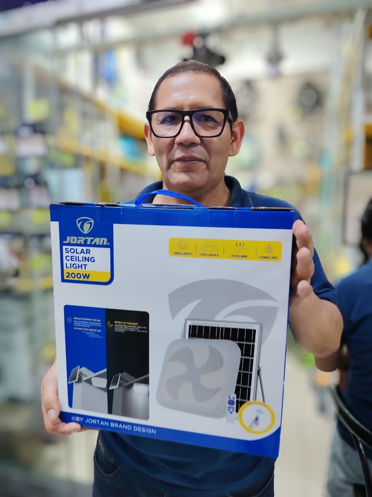 LAMPARA SOLAR 200W CUADRADO PARA HABITACIONES COLOR BLANCO Y AMBAR |NAY-263| 