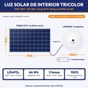 LUZ SOLAR DE INTERIOR TRICOLOR 170 LEDS + PANEL, BATERIA LIFEPO4 20000mAh |JW-XDD-100T|