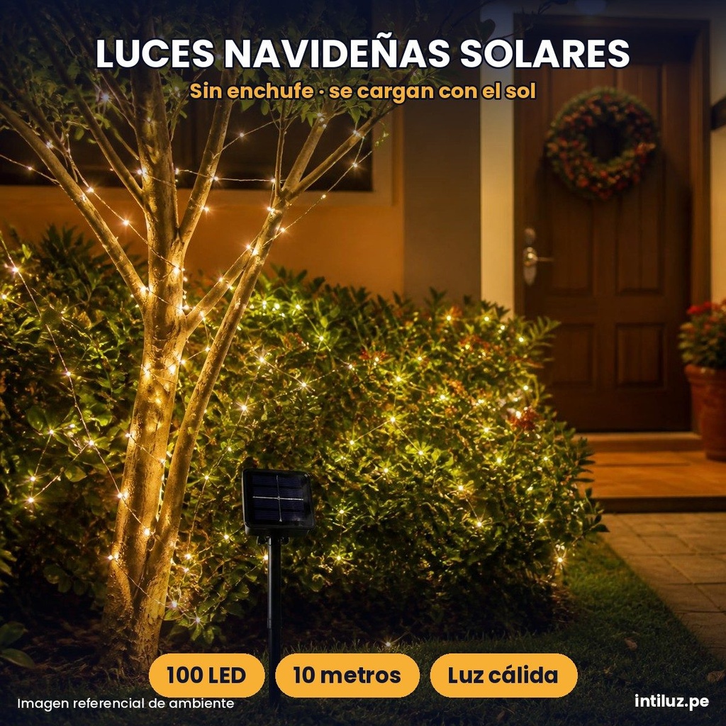 LUCES SOLARES DE HADAS 100 LED 10M - DECORACIÓN NAVIDEÑA |SD12034|