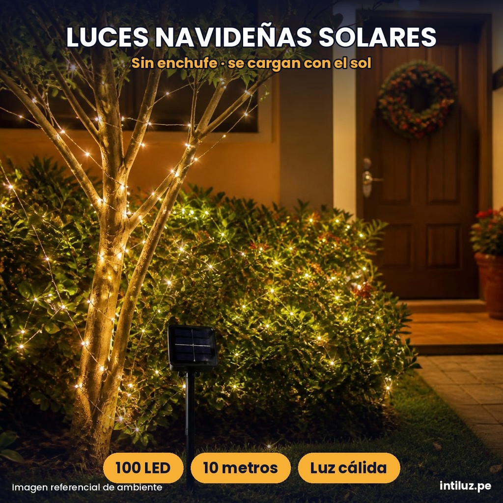LUCES SOLARES DE HADAS 100 LED 10M - DECORACIÓN NAVIDEÑA |SD12034|