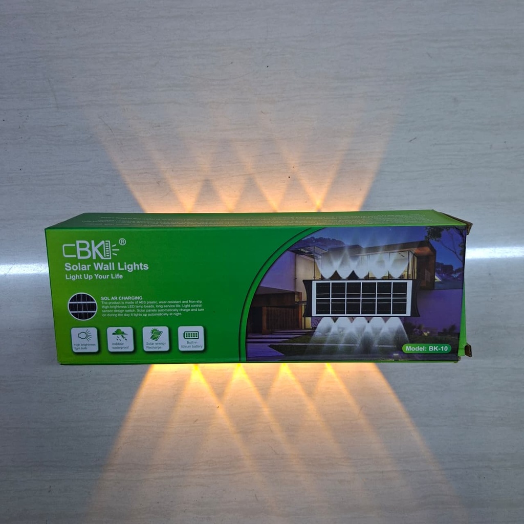 LUZ SOLAR DE PARED 10 LEDs BLANCO Y AMBAR |BK-10ByA|