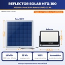 REFLECTOR SOLAR LED 200 LEDS + PANEL 20W, BATERIA LIFEPO4 10000mAh |JW-MTX-100|