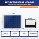 REFLECTOR SOLAR LED 308 LEDS + PANEL 25W, BATERIA LIFEPO4 15000mAh |JW-MTX-200|