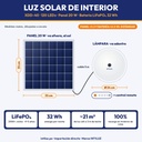 LUZ SOLAR DE INTERIOR 120 LEDS LUZ BLANCA + PANEL, BATERIA LIFEPO4 10000mAh |JW-XDD-40|