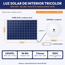 LUZ SOLAR DE INTERIOR TRICOLOR 238 LEDS + PANEL, BATERIA LIFEPO4 30000mAh |JW-XDD-200T|