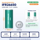 PILA RECARGABLE PKCELL 26650 LIFEPO4 3.2V 4000mAh REALES, PUNTA PLANA |PK-IFR26650-4000|
