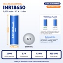 PILA RECARGABLE PKCELL 18650 LI-ION 3.7V 3000mAh REALES, ALTA DESCARGA, PUNTA PLANA |PK-INR18650-3000|